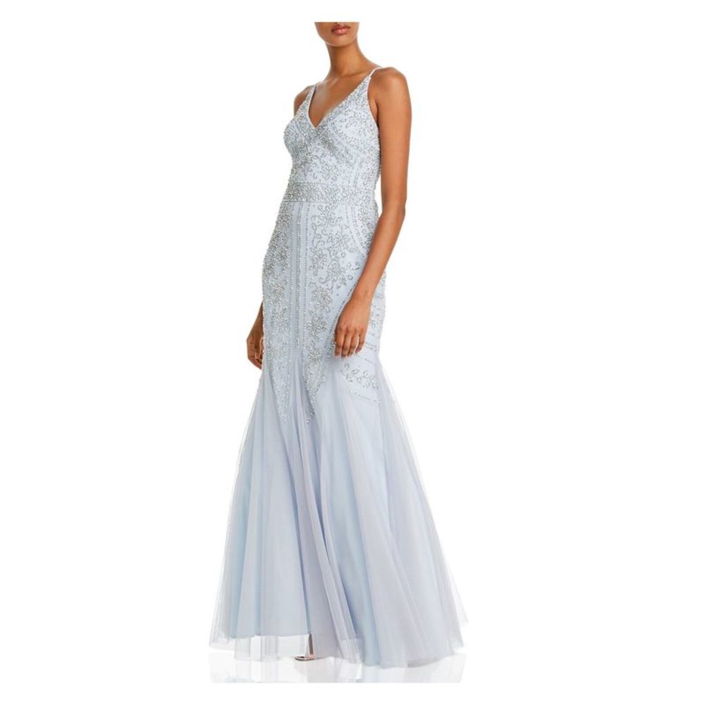 AQUA FORMAL Womens Light Blue Spaghetti Strap Formal Mermaid Dress 14